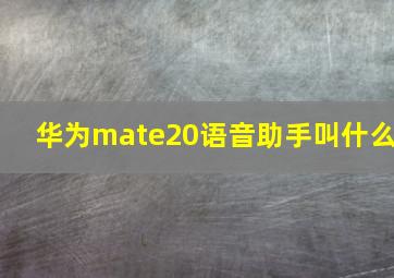 华为mate20语音助手叫什么