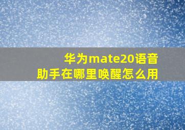 华为mate20语音助手在哪里唤醒怎么用