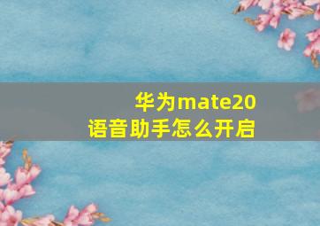 华为mate20语音助手怎么开启