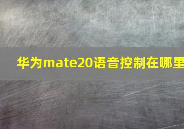 华为mate20语音控制在哪里