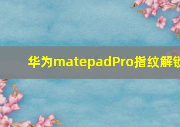 华为matepadPro指纹解锁