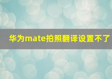 华为mate拍照翻译设置不了