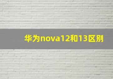 华为nova12和13区别