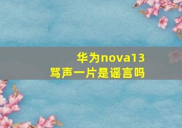 华为nova13骂声一片是谣言吗