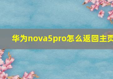 华为nova5pro怎么返回主页