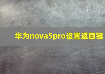 华为nova5pro设置返回键