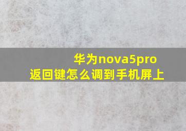 华为nova5pro返回键怎么调到手机屏上