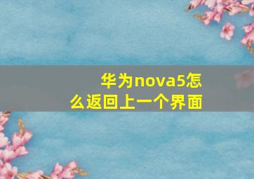 华为nova5怎么返回上一个界面