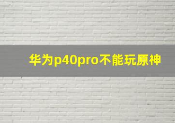 华为p40pro不能玩原神