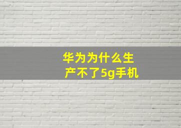 华为为什么生产不了5g手机