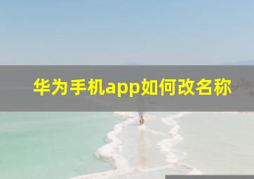 华为手机app如何改名称