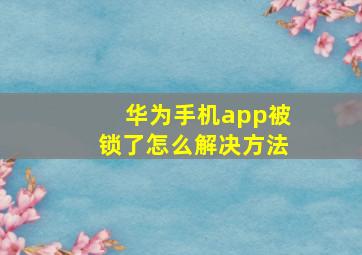 华为手机app被锁了怎么解决方法