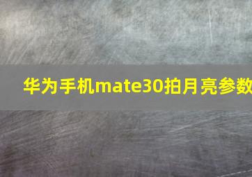 华为手机mate30拍月亮参数