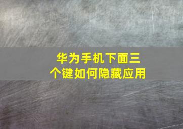 华为手机下面三个键如何隐藏应用