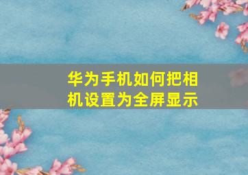 华为手机如何把相机设置为全屏显示