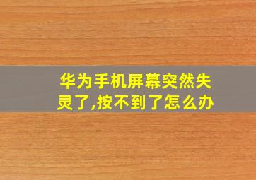 华为手机屏幕突然失灵了,按不到了怎么办