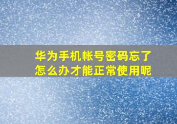 华为手机帐号密码忘了怎么办才能正常使用呢