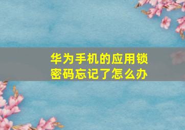 华为手机的应用锁密码忘记了怎么办