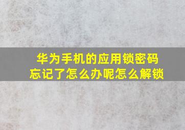 华为手机的应用锁密码忘记了怎么办呢怎么解锁