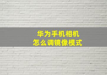 华为手机相机怎么调镜像模式