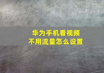 华为手机看视频不用流量怎么设置