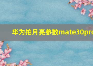 华为拍月亮参数mate30pro