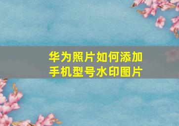 华为照片如何添加手机型号水印图片