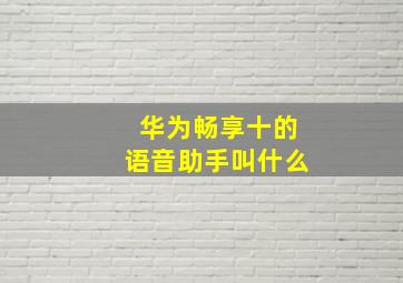 华为畅享十的语音助手叫什么