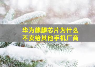 华为麒麟芯片为什么不卖给其他手机厂商