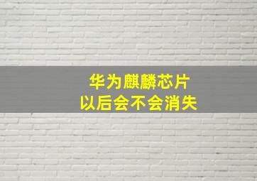 华为麒麟芯片以后会不会消失