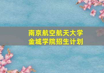 南京航空航天大学金城学院招生计划