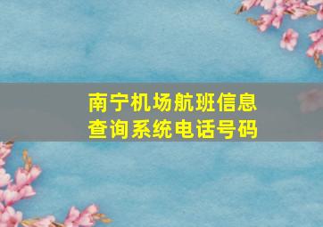 南宁机场航班信息查询系统电话号码