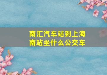 南汇汽车站到上海南站坐什么公交车