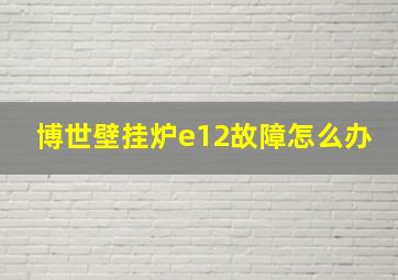 博世壁挂炉e12故障怎么办