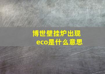 博世壁挂炉出现eco是什么意思