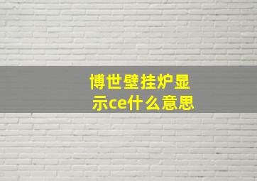 博世壁挂炉显示ce什么意思