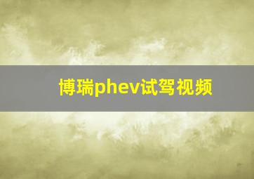 博瑞phev试驾视频