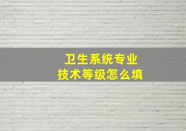 卫生系统专业技术等级怎么填