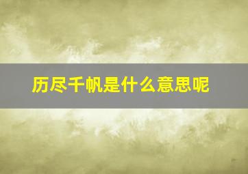 历尽千帆是什么意思呢