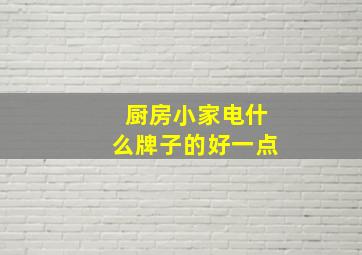 厨房小家电什么牌子的好一点