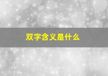 双字含义是什么