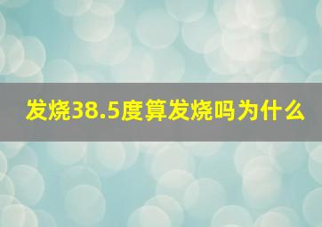 发烧38.5度算发烧吗为什么