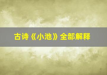 古诗《小池》全部解释