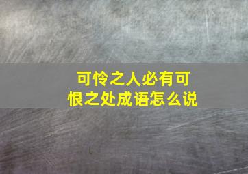 可怜之人必有可恨之处成语怎么说