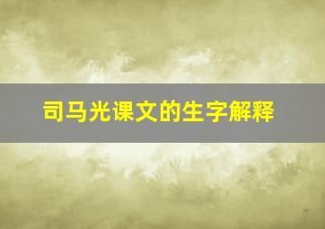 司马光课文的生字解释