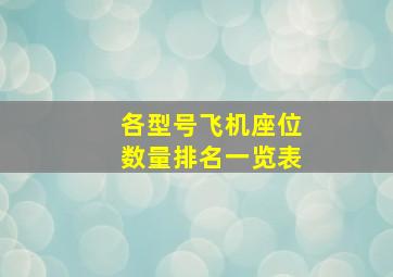 各型号飞机座位数量排名一览表