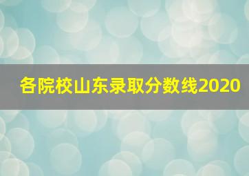 各院校山东录取分数线2020