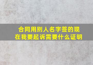 合同用别人名字签的现在我要起诉需要什么证明