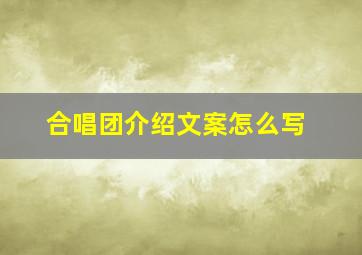 合唱团介绍文案怎么写