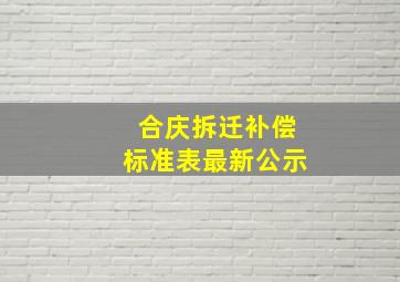 合庆拆迁补偿标准表最新公示